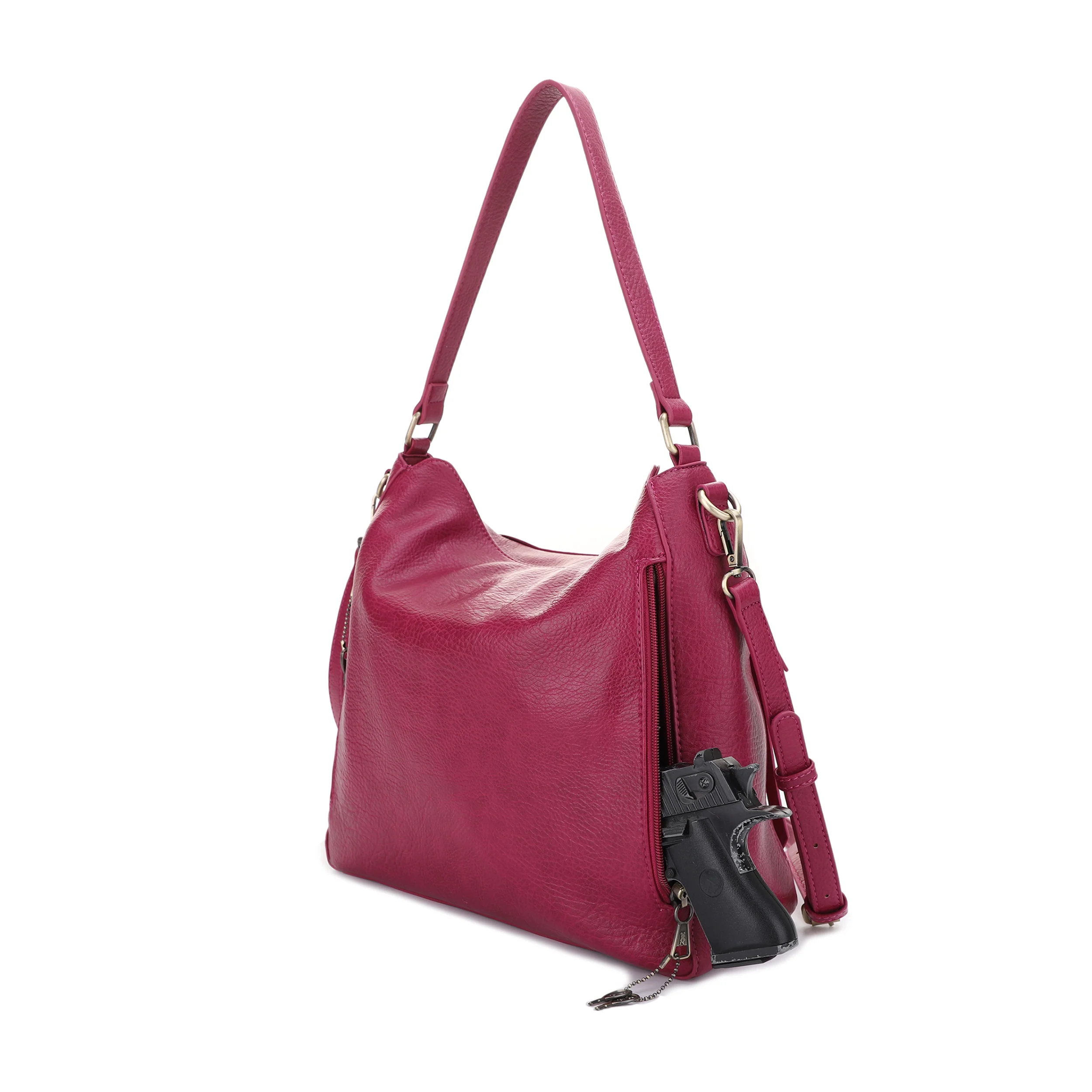 Dakota Concealed Carry Lock and Key Hobo Shoulder Bag - Image 26