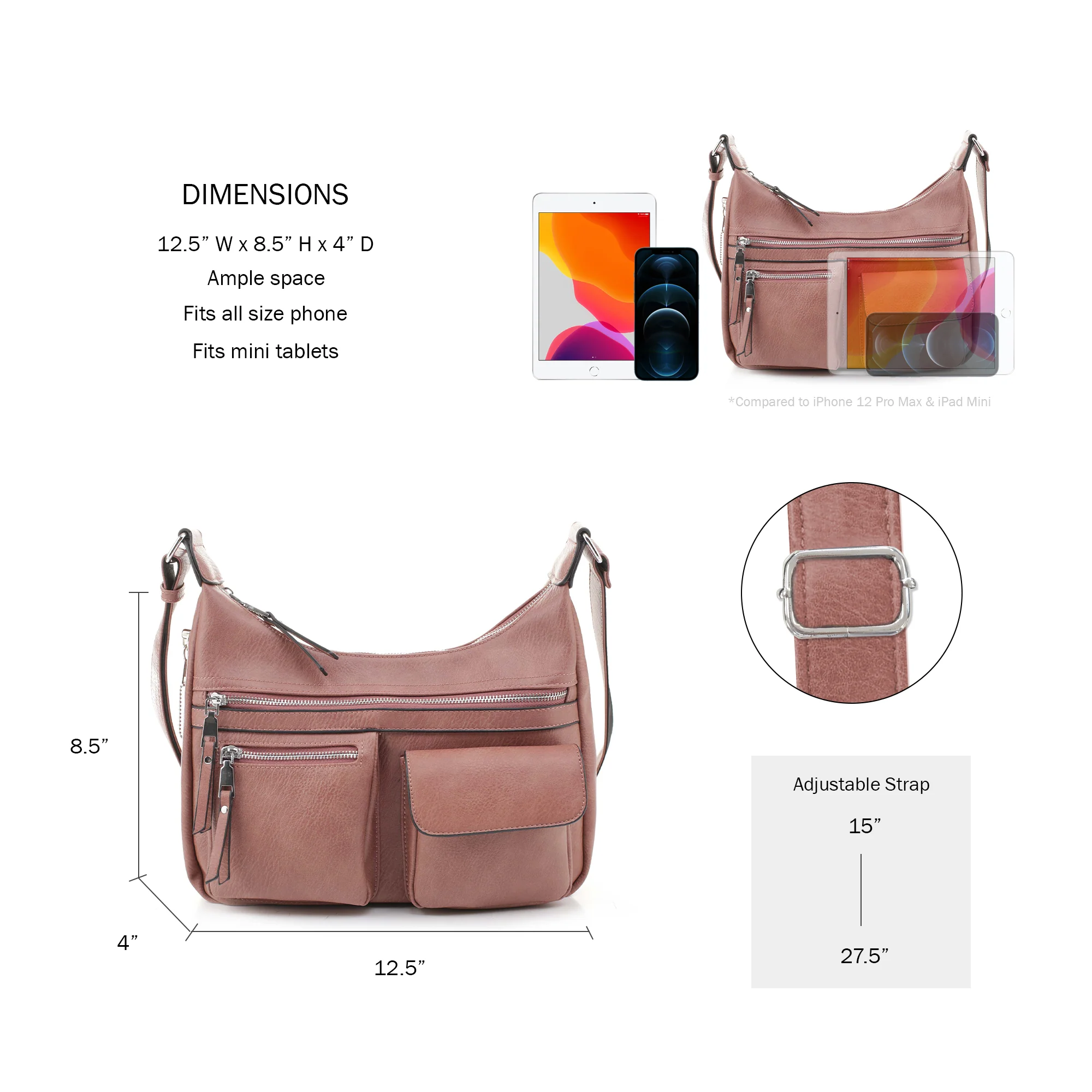 Elle Concealed Carry Hobo Handbag - Image 33
