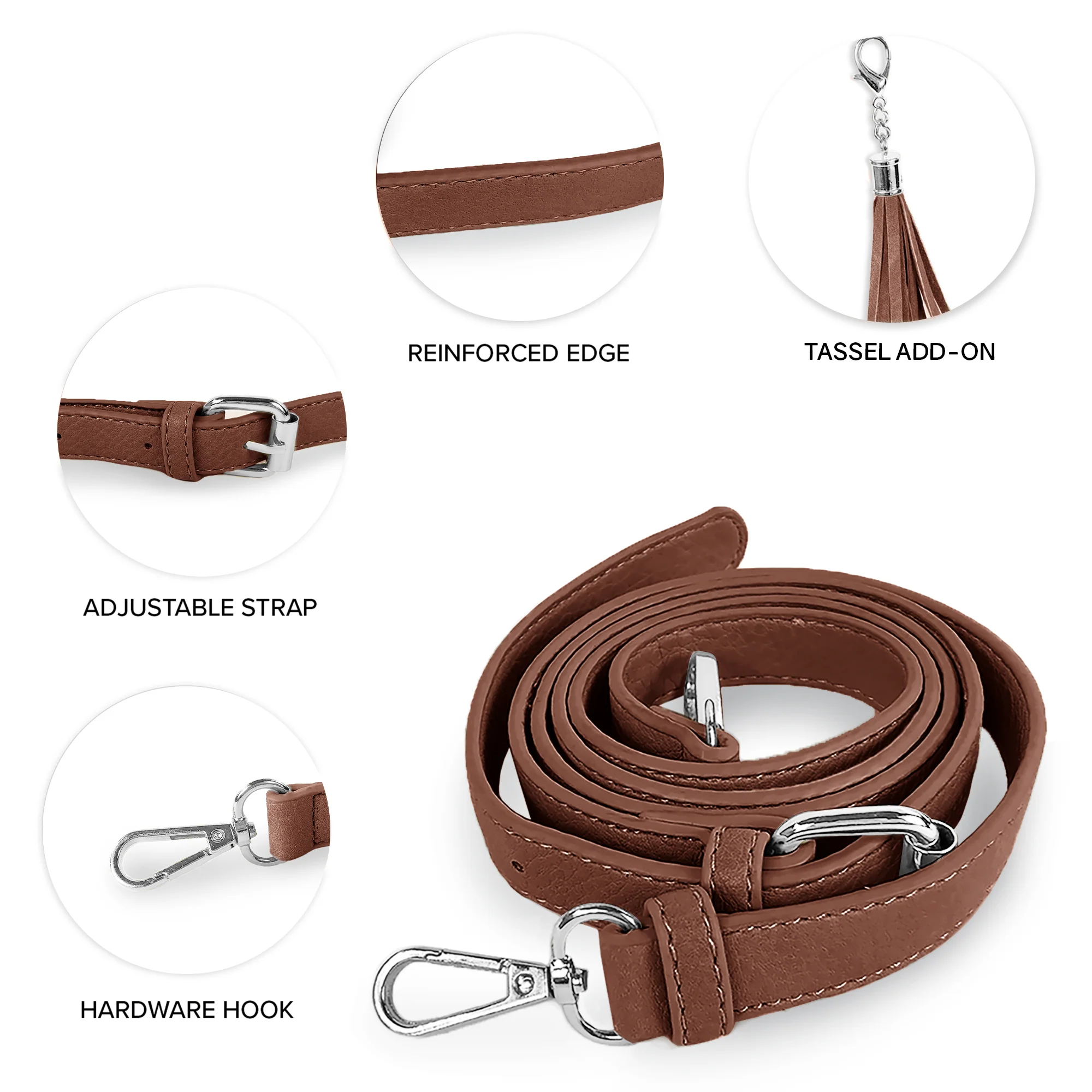 Replacement Shoulder Strap w/ Tassel - Silver Hardware - Image 3