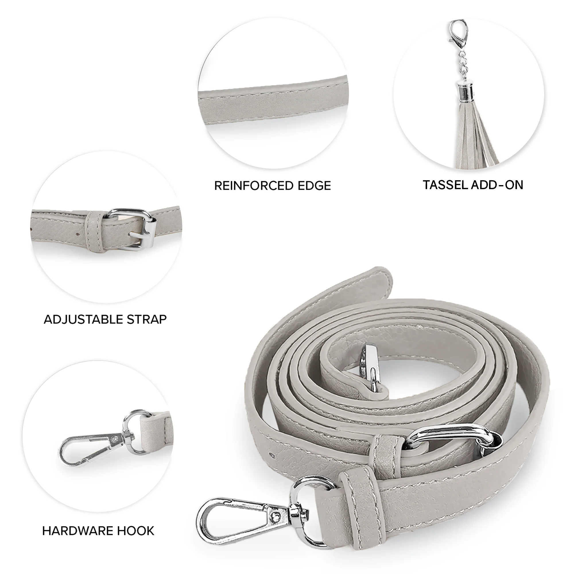 Replacement Shoulder Strap w/ Tassel - Silver Hardware - Image 9