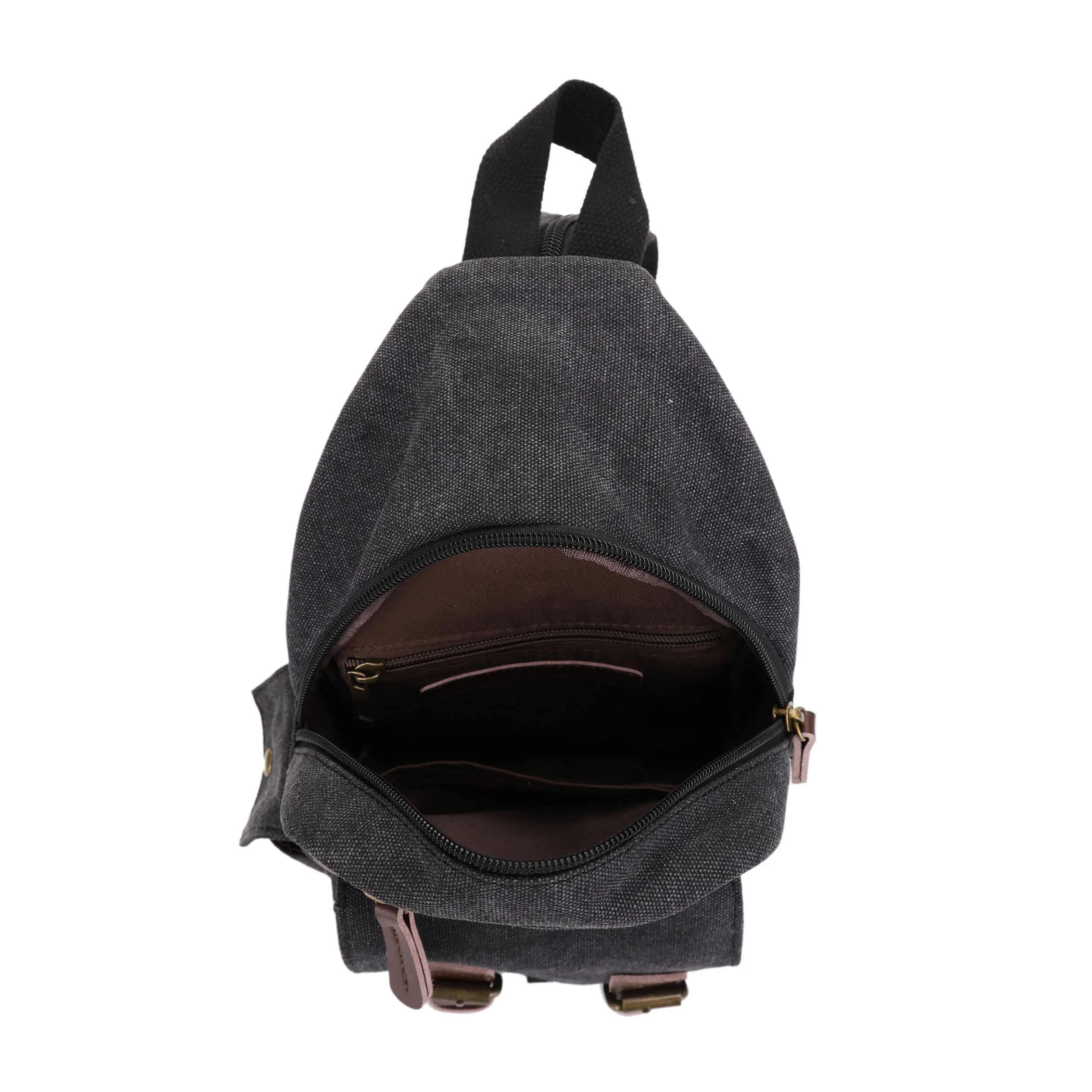 Shasta Unisex Canvas & Leather Concealed Carry Sling Bag - Image 25